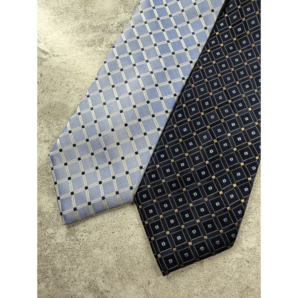 Nautica 100% Silk Tie Mens One Size Blue Plaids & Checks Pointed Jacquard